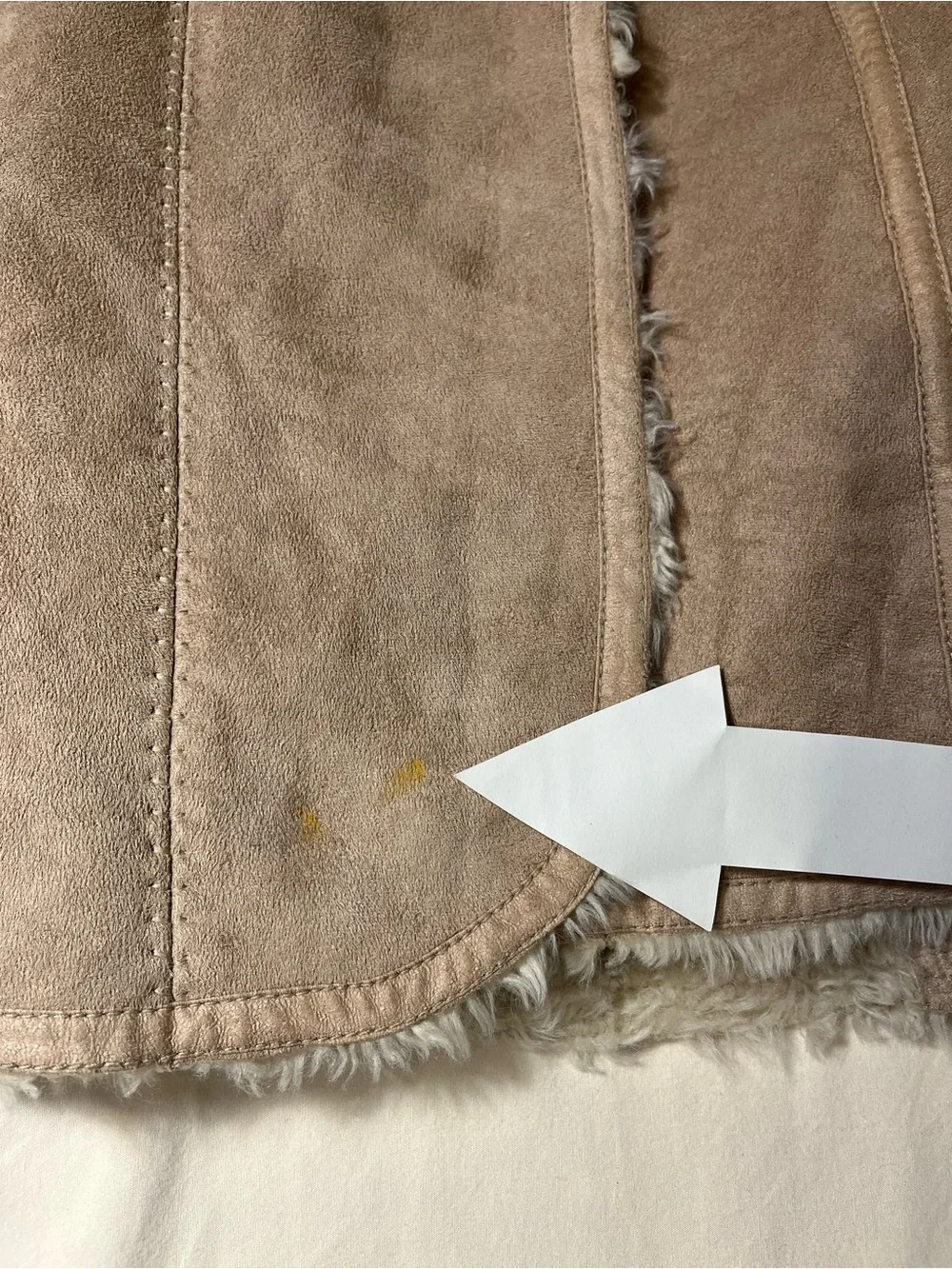 Mossimo Tan Faux Suede Coat Faux Fur Shearling Lining 70s Vintage Inspired